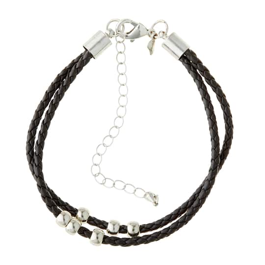 Black Faux Leather Bracelet by Bead Landing™